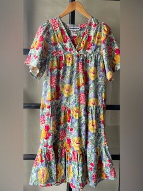 Darling 90’s Vintage Jennifer Moore Fruit & Floral Print Mumuu Style Dress